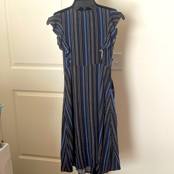 Jolt Navy Stripe Button Down Midi Dress With Pockets Size XS - Picture 2 of 6